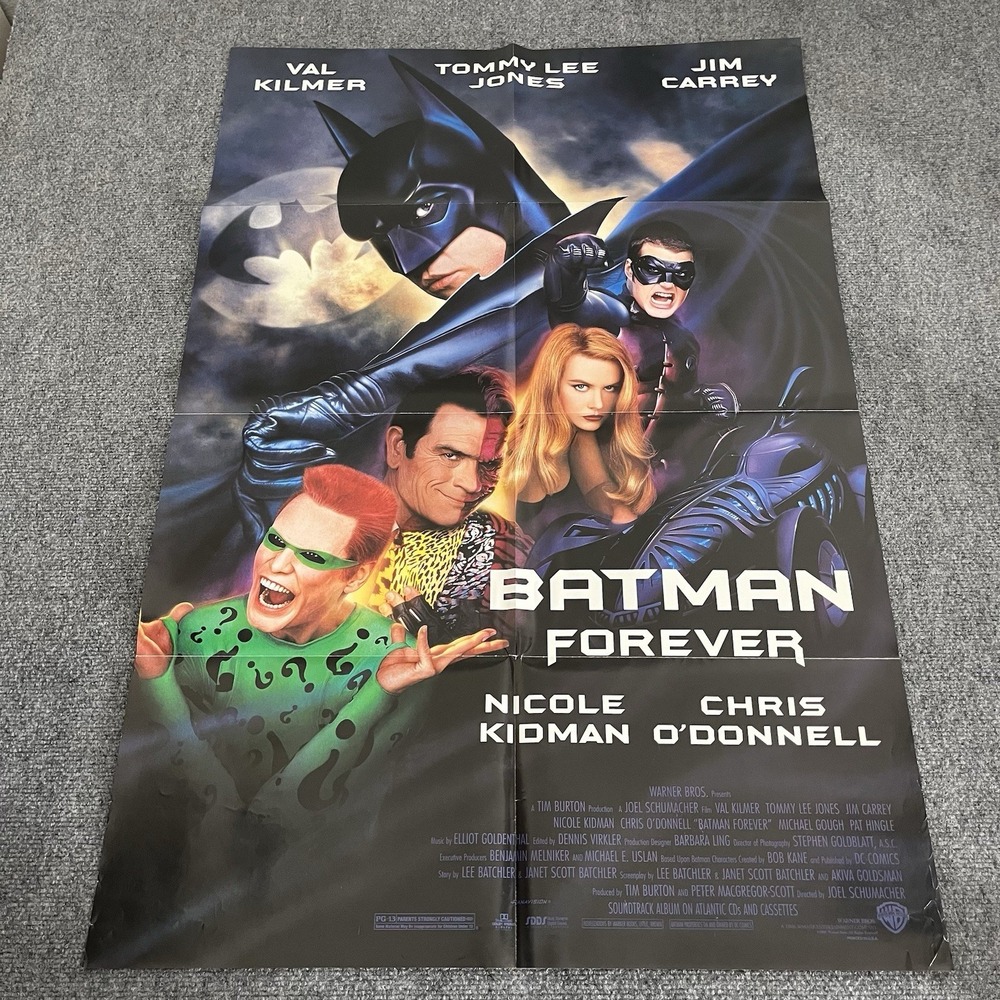 Original 1995 Batman Forever‎ Movie Poster 27x40 Val Kilmer Jim Carrey Riddler